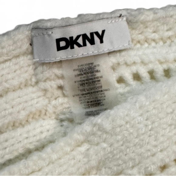 DKNY Cream Knit Scarf and Beanie Set NEW in Box OS Cream color - Picture 6 of 7